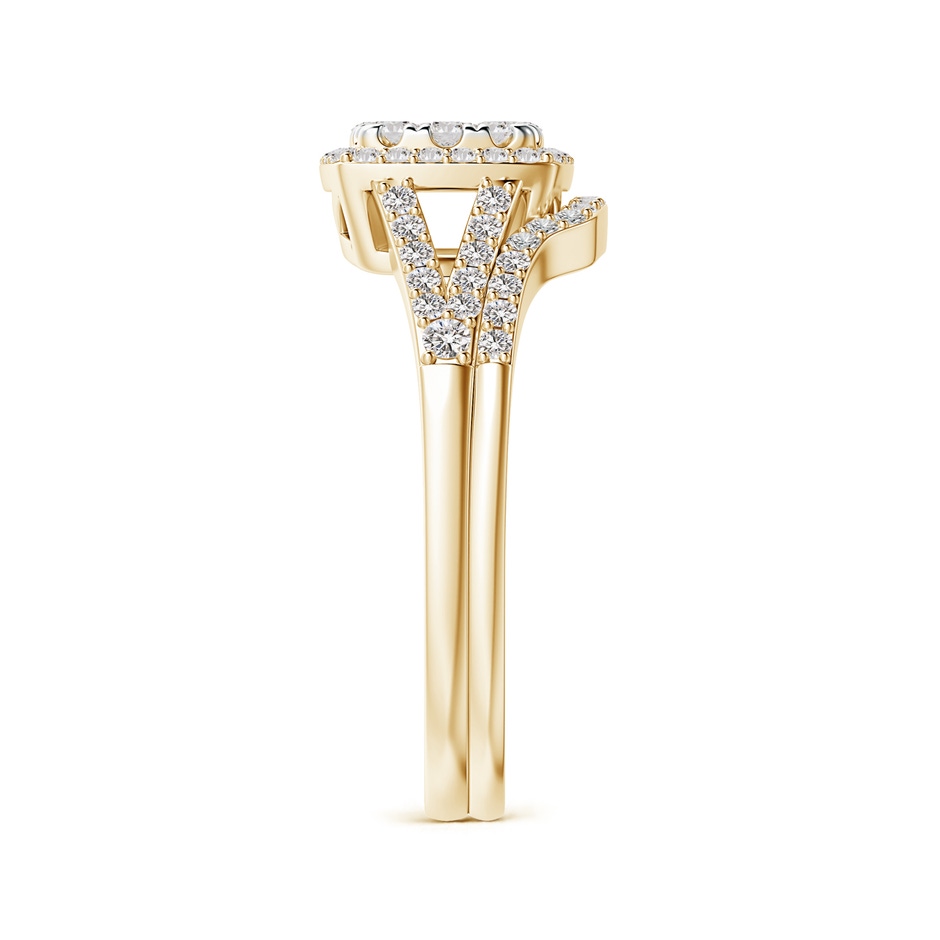 3.3mm IJI1I2 Cushion Composite Diamond Halo Split Shank Bridal Set in Yellow Gold side-2