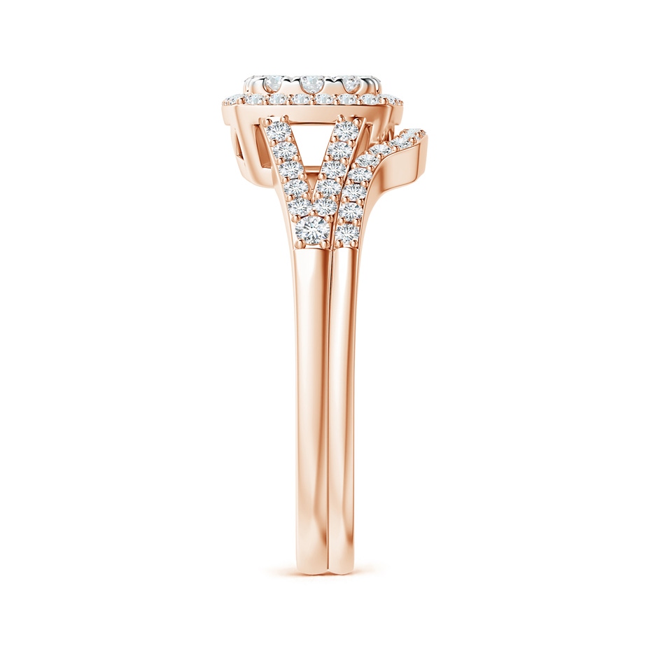 3.6mm GVS2 Cushion Composite Diamond Halo Split Shank Bridal Set in Rose Gold side-2