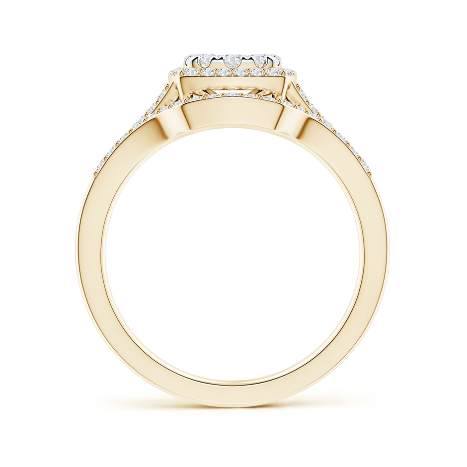 3.6mm GVS2 Cushion Composite Diamond Halo Split Shank Bridal Set in Yellow Gold side-1