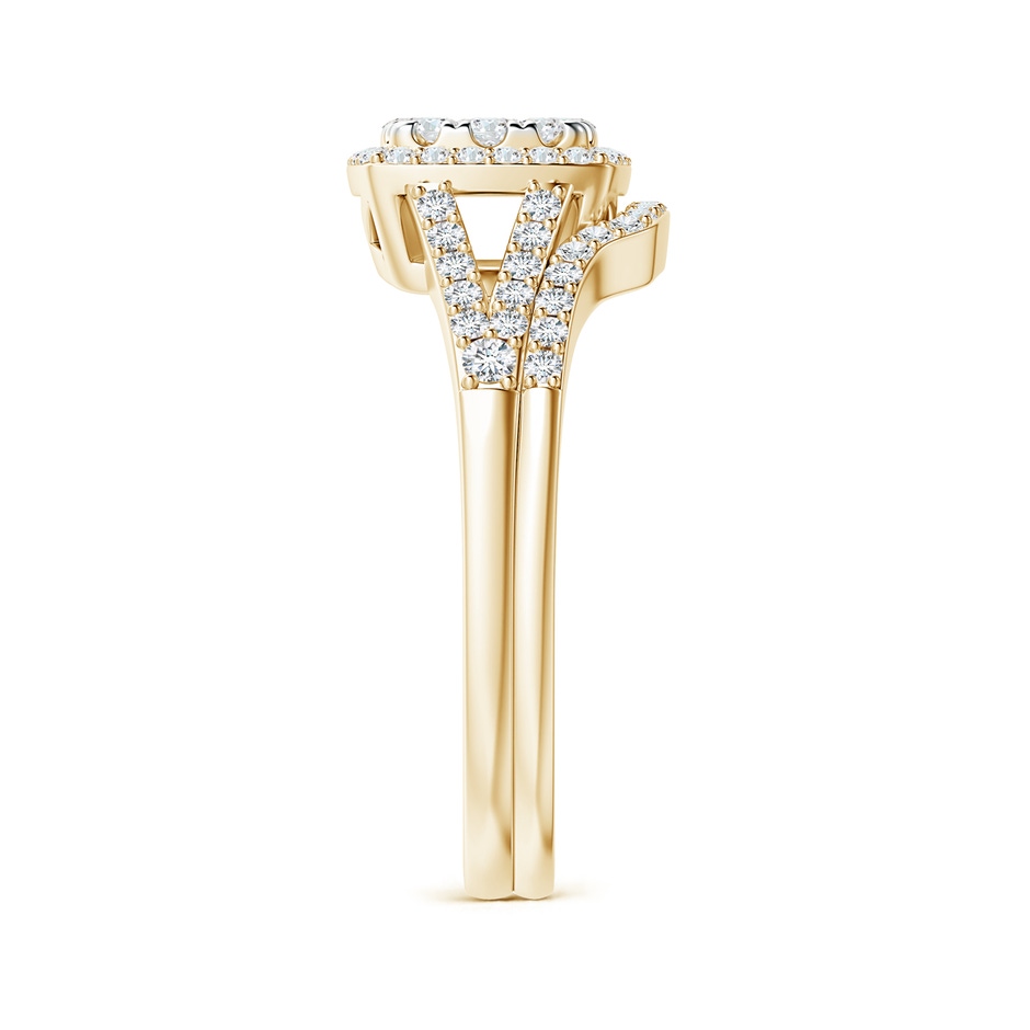 3.6mm GVS2 Cushion Composite Diamond Halo Split Shank Bridal Set in Yellow Gold side-2