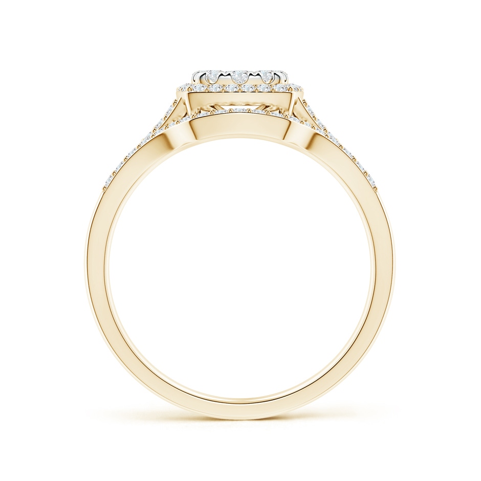 3mm GVS2 Cushion Composite Diamond Halo Split Shank Bridal Set in Yellow Gold side-1