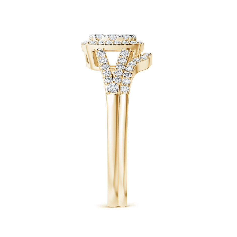 3mm GVS2 Cushion Composite Diamond Halo Split Shank Bridal Set in Yellow Gold side-2