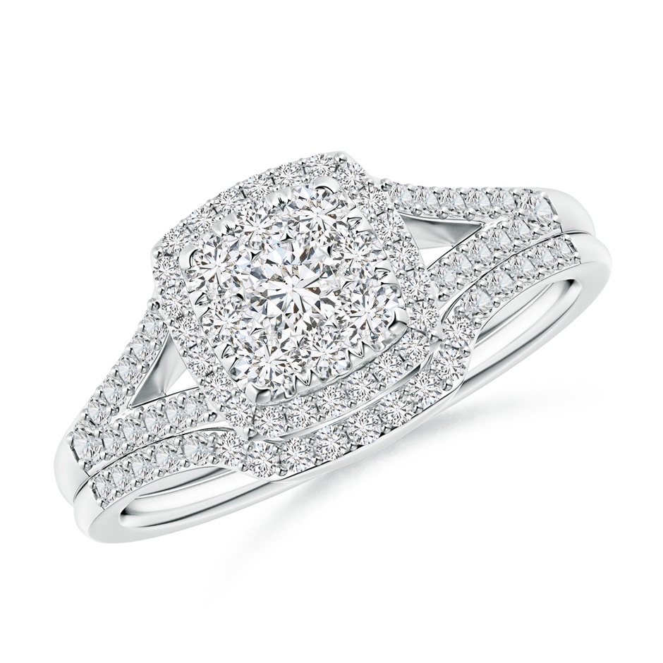3mm HSI2 Cushion Composite Diamond Halo Split Shank Bridal Set in P950 Platinum 