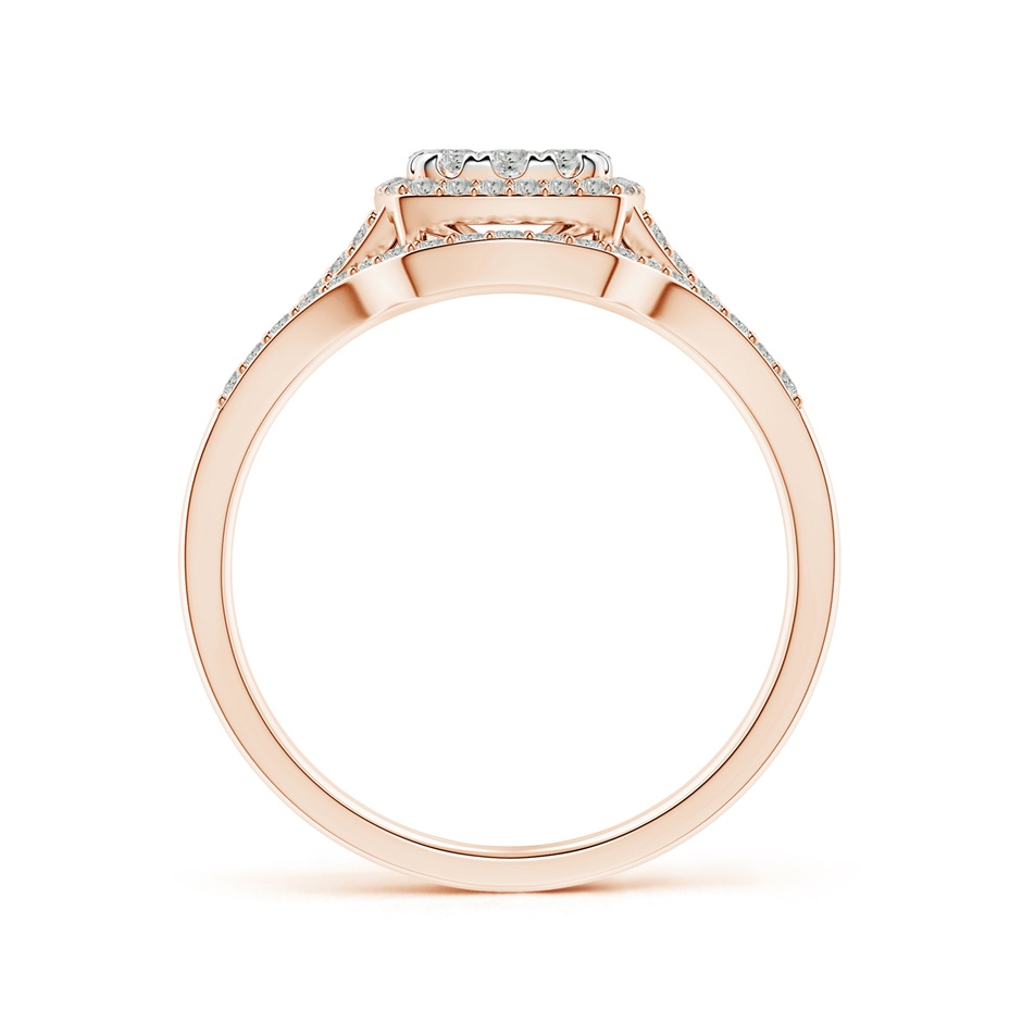 3mm KI3 Cushion Composite Diamond Halo Split Shank Bridal Set in Rose Gold side-1