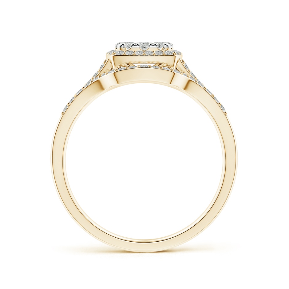 3mm KI3 Cushion Composite Diamond Halo Split Shank Bridal Set in Yellow Gold side-1