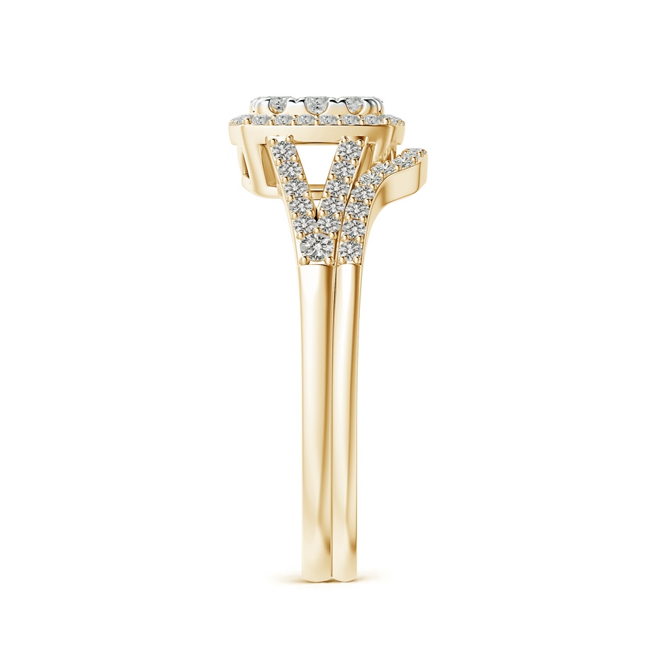 3mm KI3 Cushion Composite Diamond Halo Split Shank Bridal Set in Yellow Gold side-2