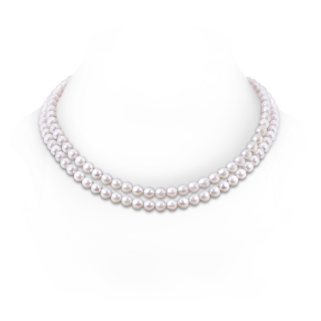 6-7mm Double Row Bowknot 6-7mm, 18" Japanese Akoya Pearl Double Strand Necklace in White Gold