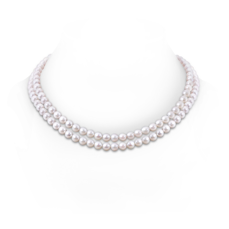 6-7mm Double Row Bowknot 6-7mm, 18" Japanese Akoya Pearl Double Strand Necklace in White Gold 