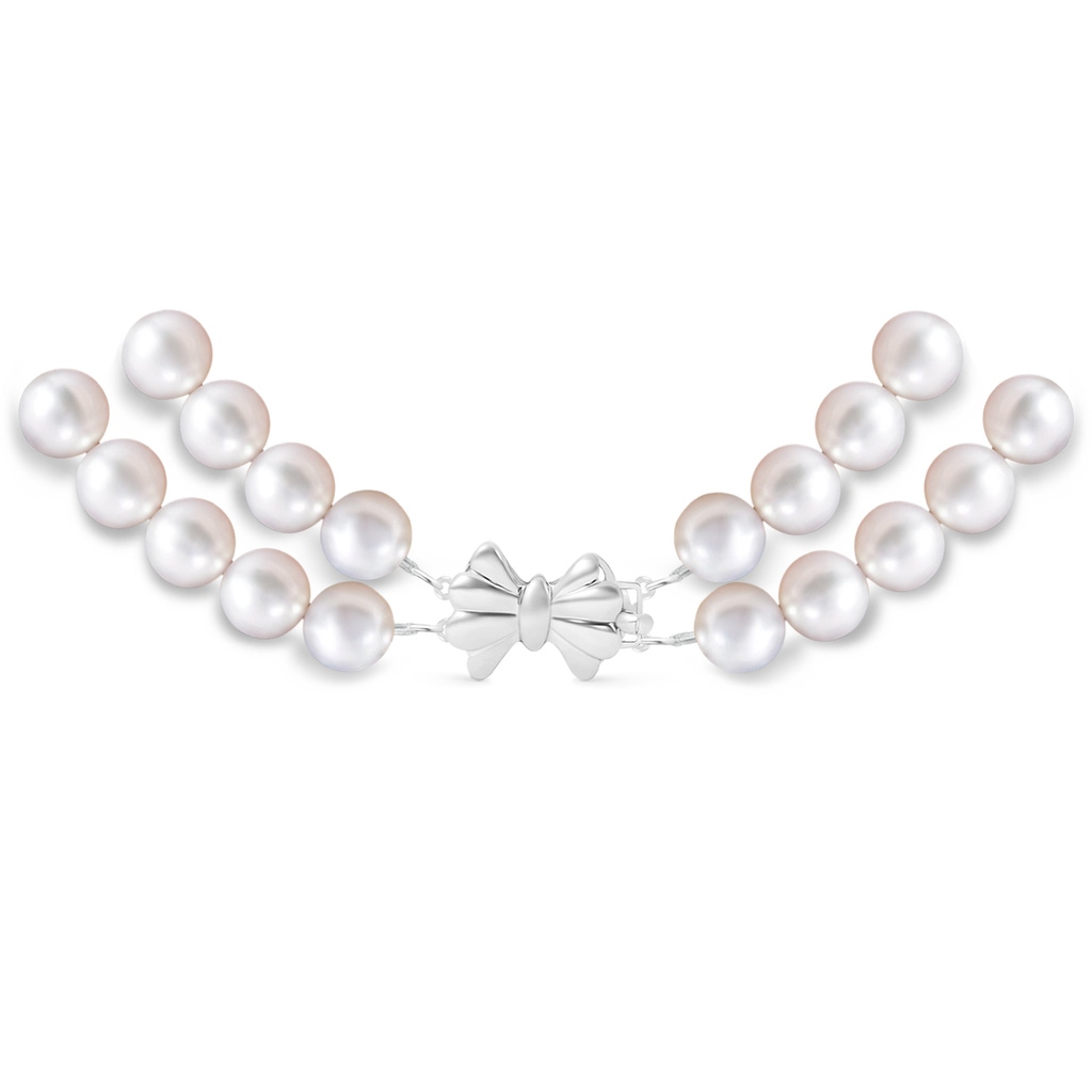 6-7mm Double Row Bowknot 6-7mm, 18" Japanese Akoya Pearl Double Strand Necklace in White Gold Product Image