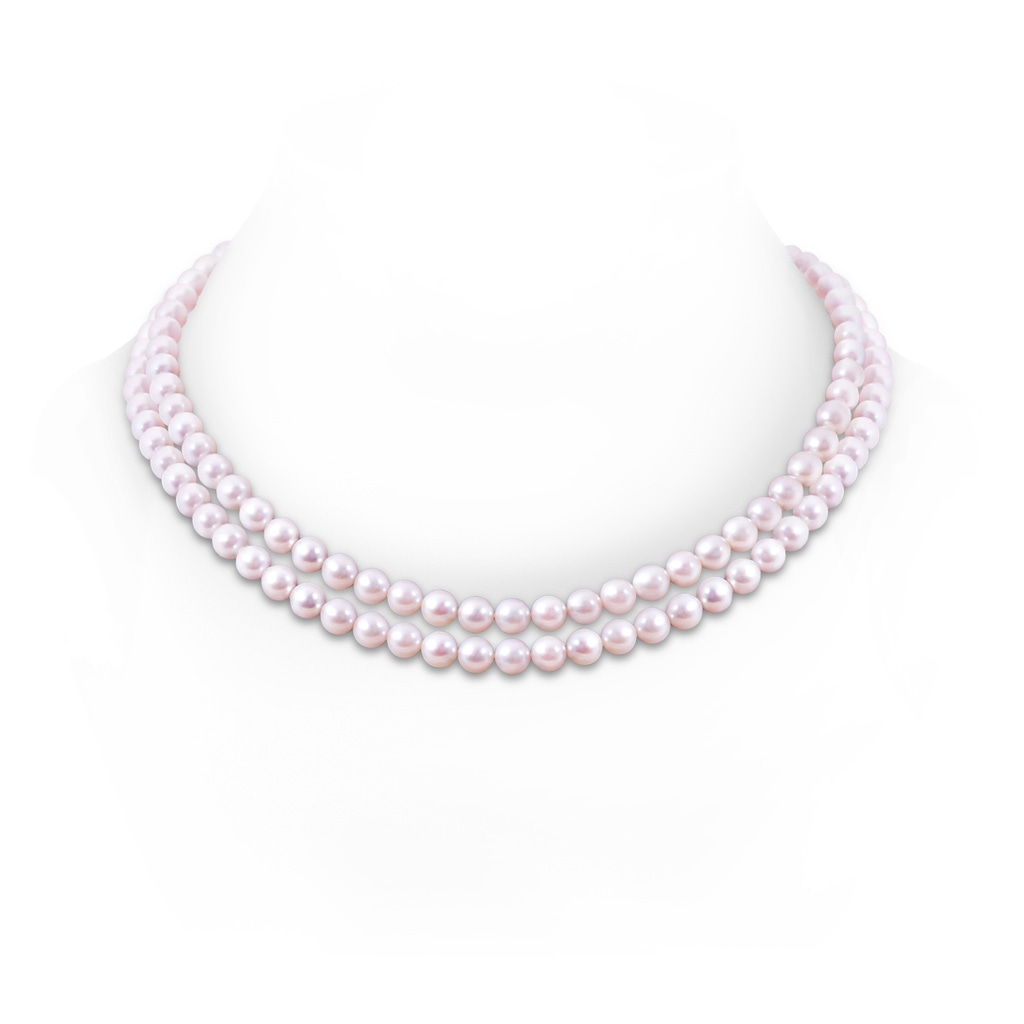 6-7mm Double Row Bowknot 6-7mm, 18" Japanese Akoya Pearl Double Strand Necklace in Yellow Gold