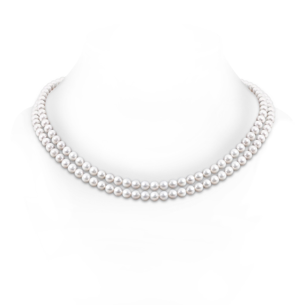 6-7mm Double Row Bowknot 6-7mm, 18" Freshwater Pearl Double Strand Necklace in White Gold