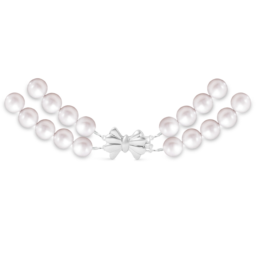 6-7mm Double Row Bowknot 6-7mm, 18" Freshwater Pearl Double Strand Necklace in White Gold Product Image
