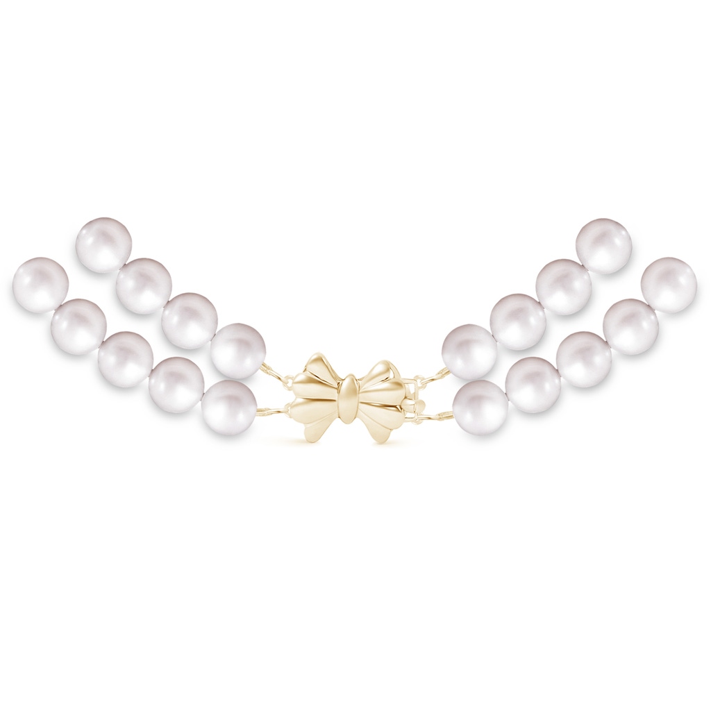 6-7mm Double Row Bowknot 6-7mm, 18" Freshwater Pearl Double Strand Necklace in Yellow Gold Product Image