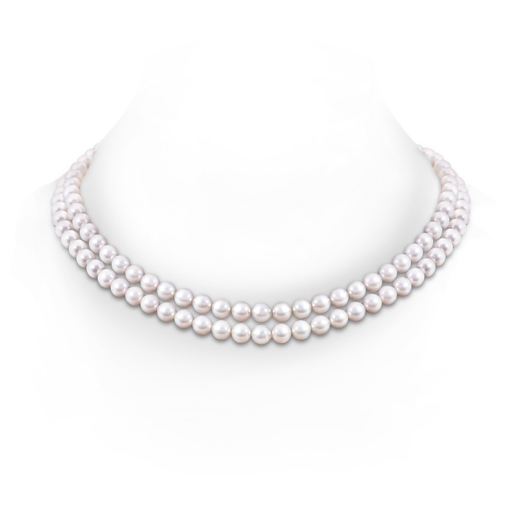 7-8mm Double Row Bowknot 7-8mm, 18" Japanese Akoya Pearl Double Line Necklace in White Gold