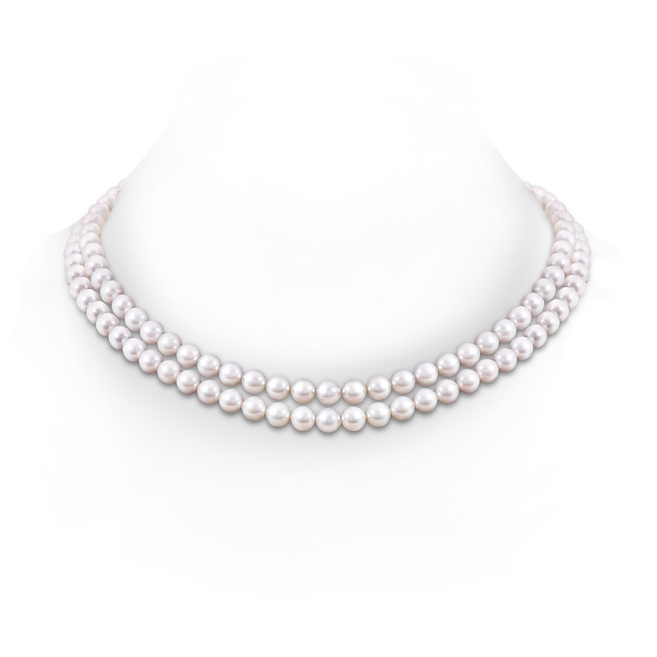 7-8mm Double Row Bowknot 7-8mm, 18" Japanese Akoya Pearl Double Line Necklace in White Gold 