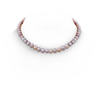 Ball Clasp 7-8mm 7-8mm, 18" Multicolour Freshwater Pearl Necklace in White Gold