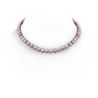 Semi Frosted Diamond Clasp 7-8mm 7-8mm, 18" Multicolour Freshwater Pearl Necklace in Yellow Gold