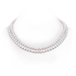 Double Row Bowknot 6-7mm 6-7mm, 20" Akoya Cultured Pearl Double Strand Necklace in White Gold