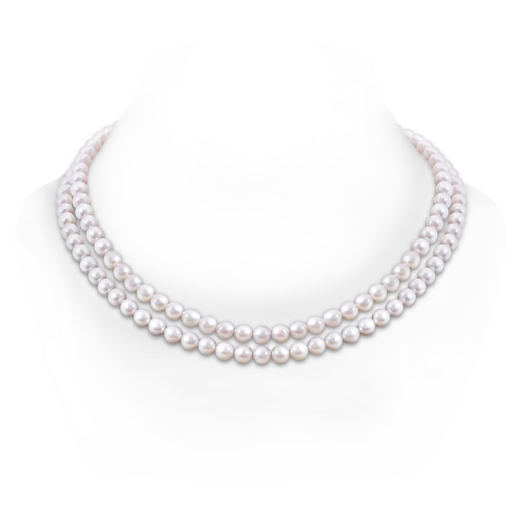 Double Row Bowknot 6-7mm 6-7mm, 20" Akoya Cultured Pearl Double Strand Necklace in Yellow Gold 