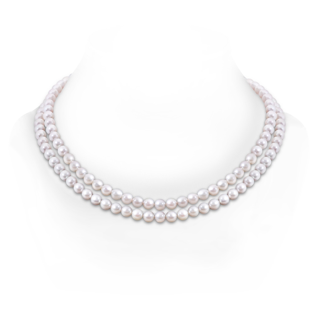 Double Row Bowknot 6-7mm 6-7mm, 20" Akoya Cultured Pearl Double Strand Necklace in Yellow Gold