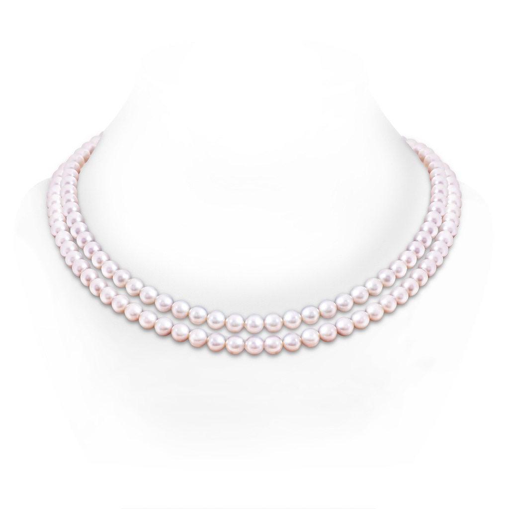 Double Row Bowknot 7-8mm 7-8mm, 20" Japanese Akoya Pearl Double Line Necklace in White Gold