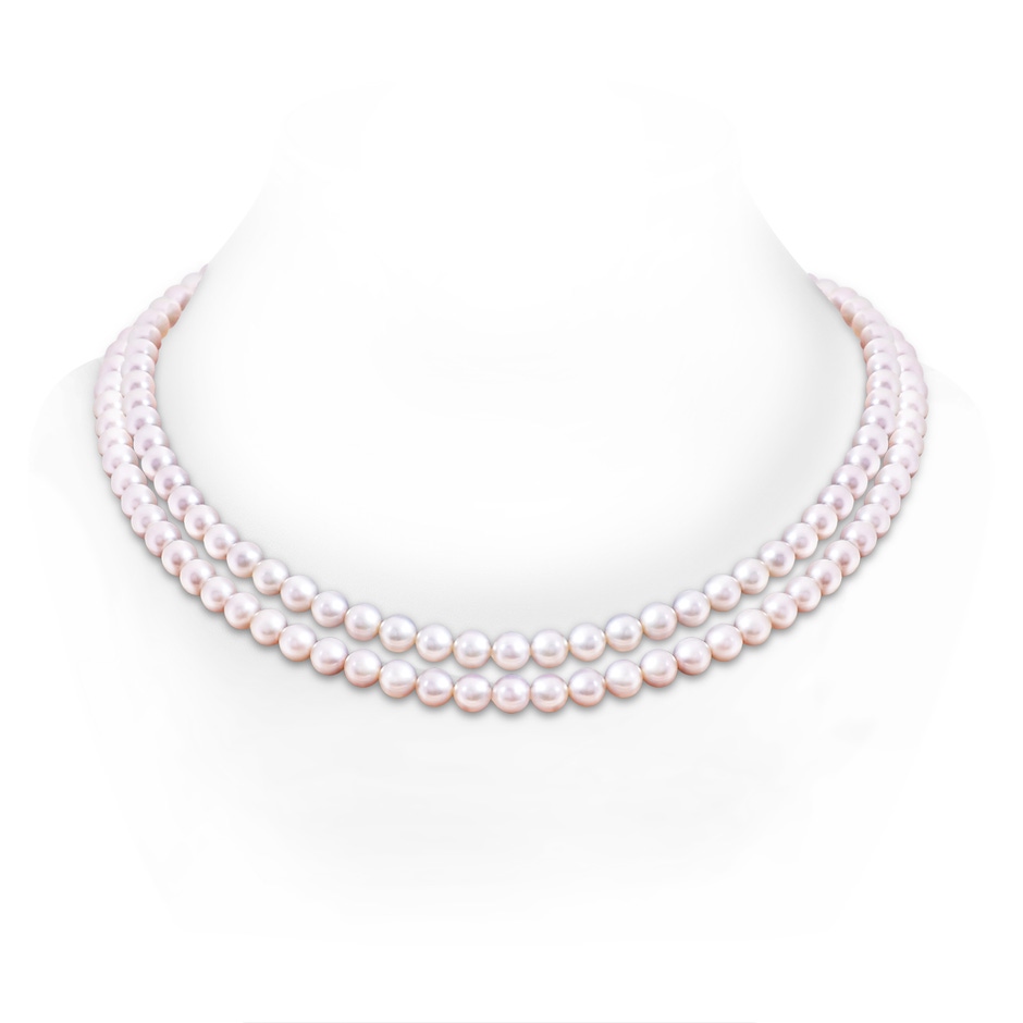 Double Row Bowknot 7-8mm 7-8mm, 20" Japanese Akoya Pearl Double Line Necklace in White Gold 