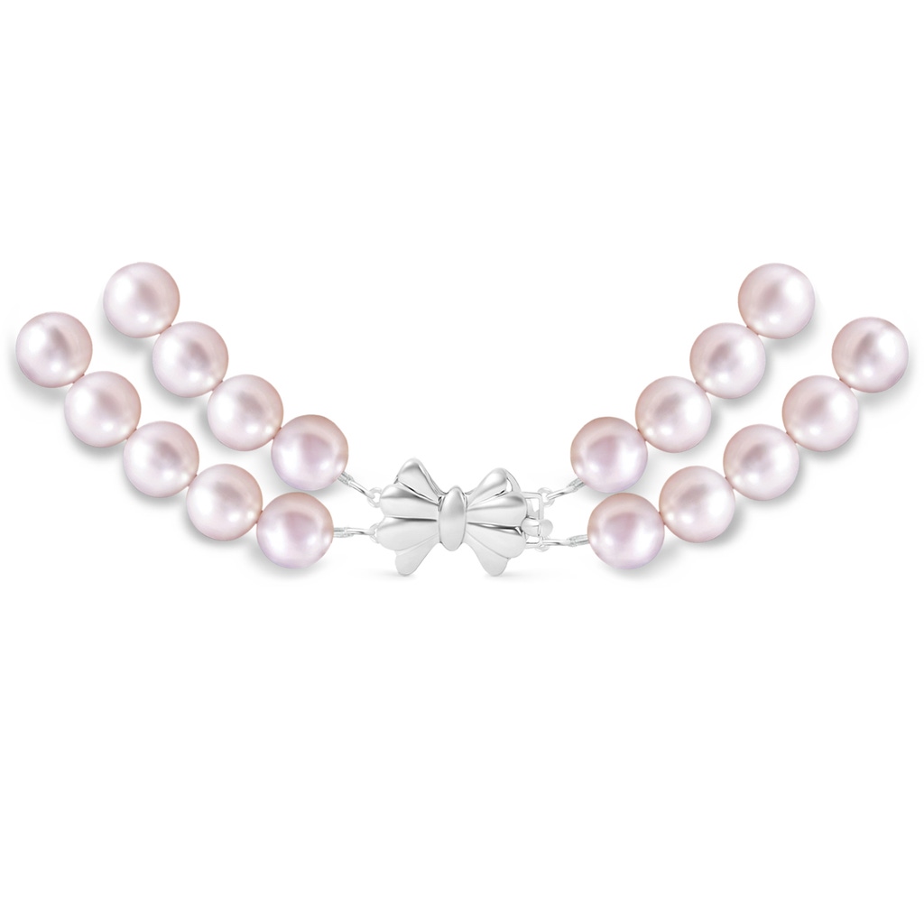 Double Row Bowknot 7-8mm 7-8mm, 20" Japanese Akoya Pearl Double Line Necklace in White Gold - side 299