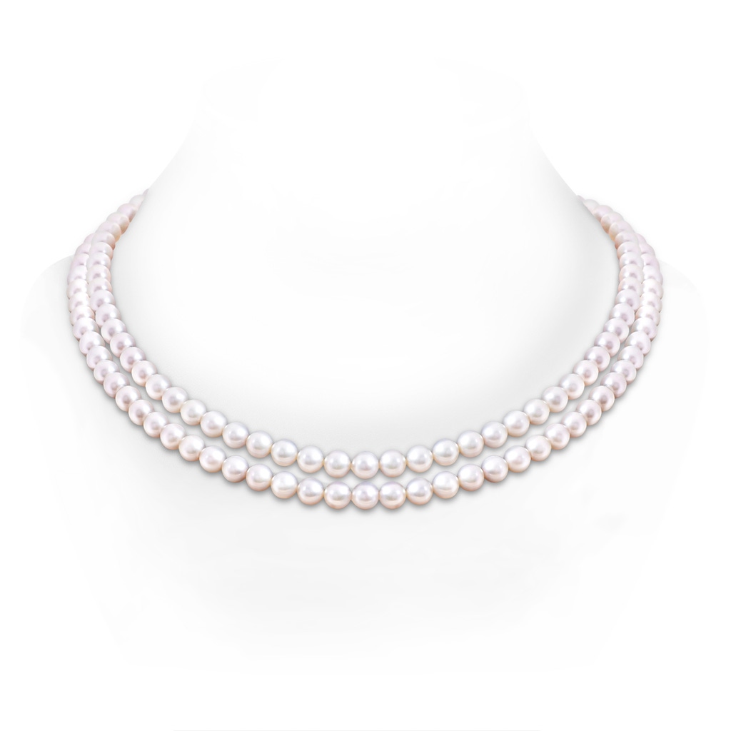 Double Row Bowknot 7-8mm 7-8mm, 20" Japanese Akoya Pearl Double Line Necklace in Yellow Gold 