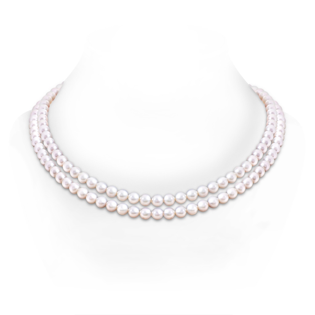 Double Row Bowknot 7-8mm 7-8mm, 20" Japanese Akoya Pearl Double Line Necklace in Yellow Gold