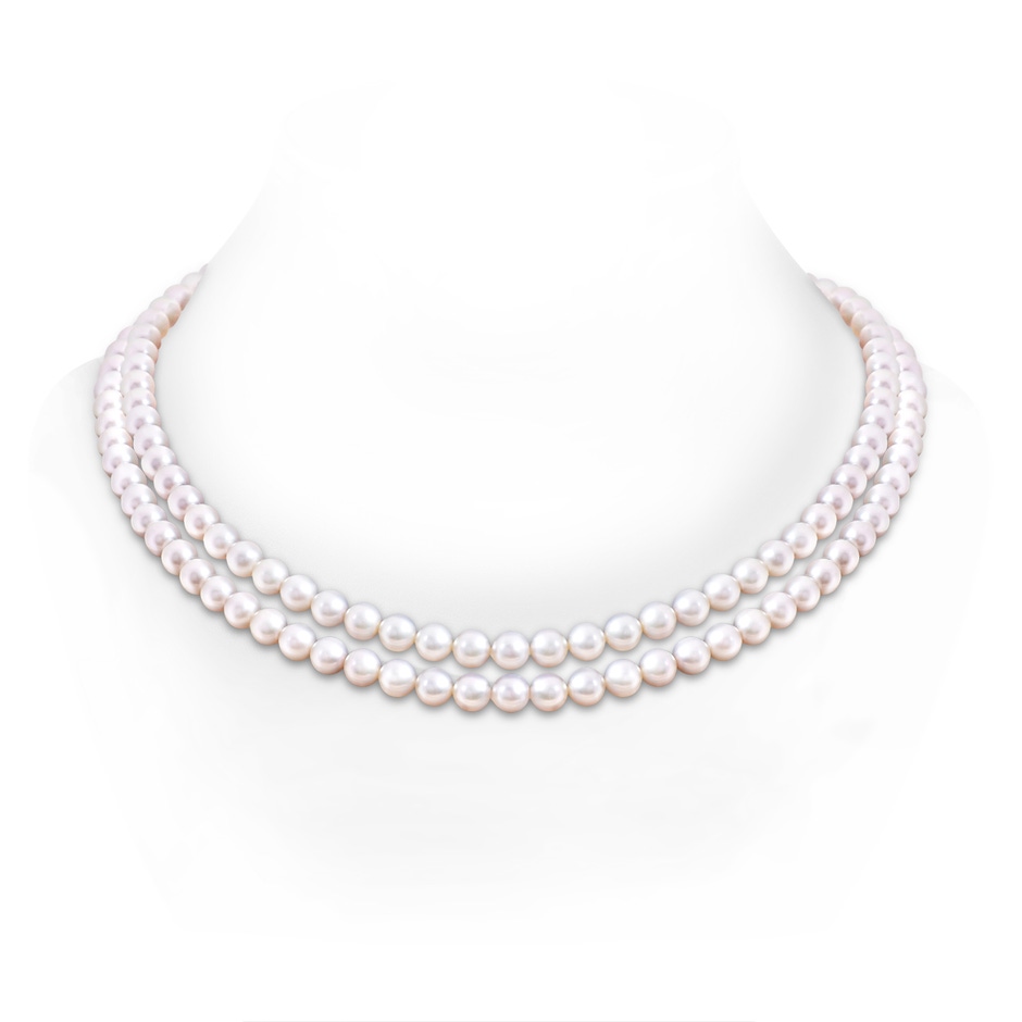 Double Row Bowknot 7-8mm 7-8mm, 20" Japanese Akoya Pearl Double Line Necklace in Yellow Gold 