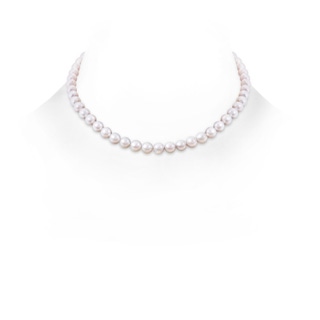 6-7mm Dia Frosted Ball 6-7mm, 16" Japanese Akoya Pearl Single Strand Necklace in White Gold