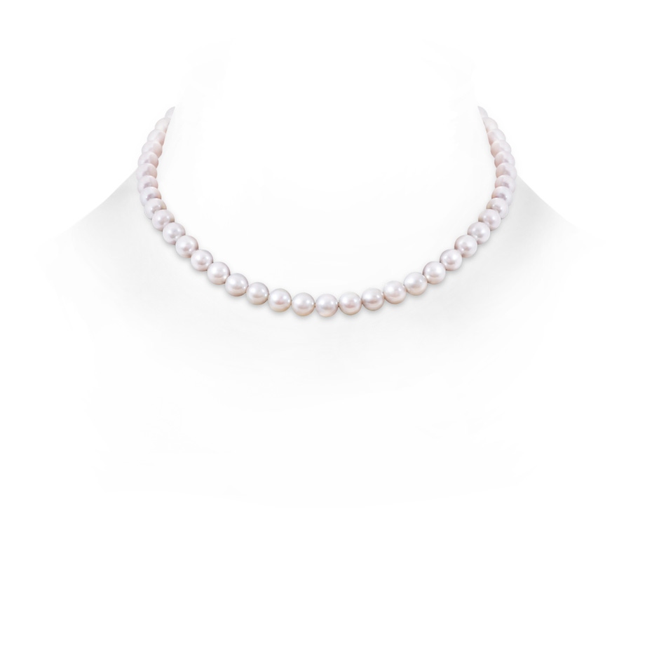 6-7mm Single Row Bow 6-7mm, 16" Japanese Akoya Pearl Single Strand Necklace in White Gold 