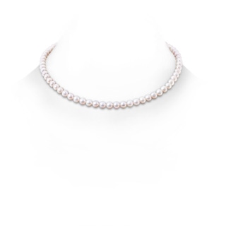 6-7mm Semi Frosted Diamond Clasp 6-7mm, 16" Freshwater Pearl Single Strand Necklace in White Gold