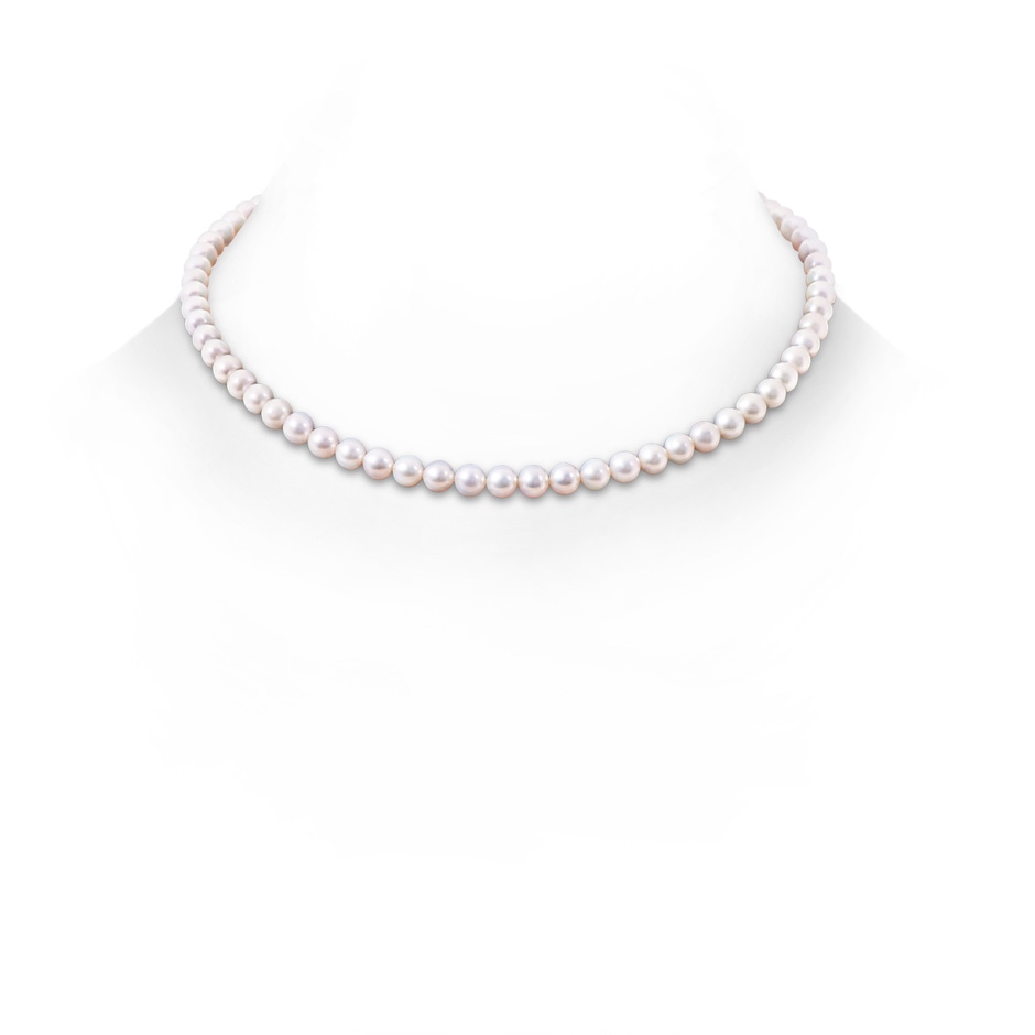 6-7mm Semi Frosted Diamond Clasp 6-7mm, 16" Freshwater Pearl Single Strand Necklace in Yellow Gold 