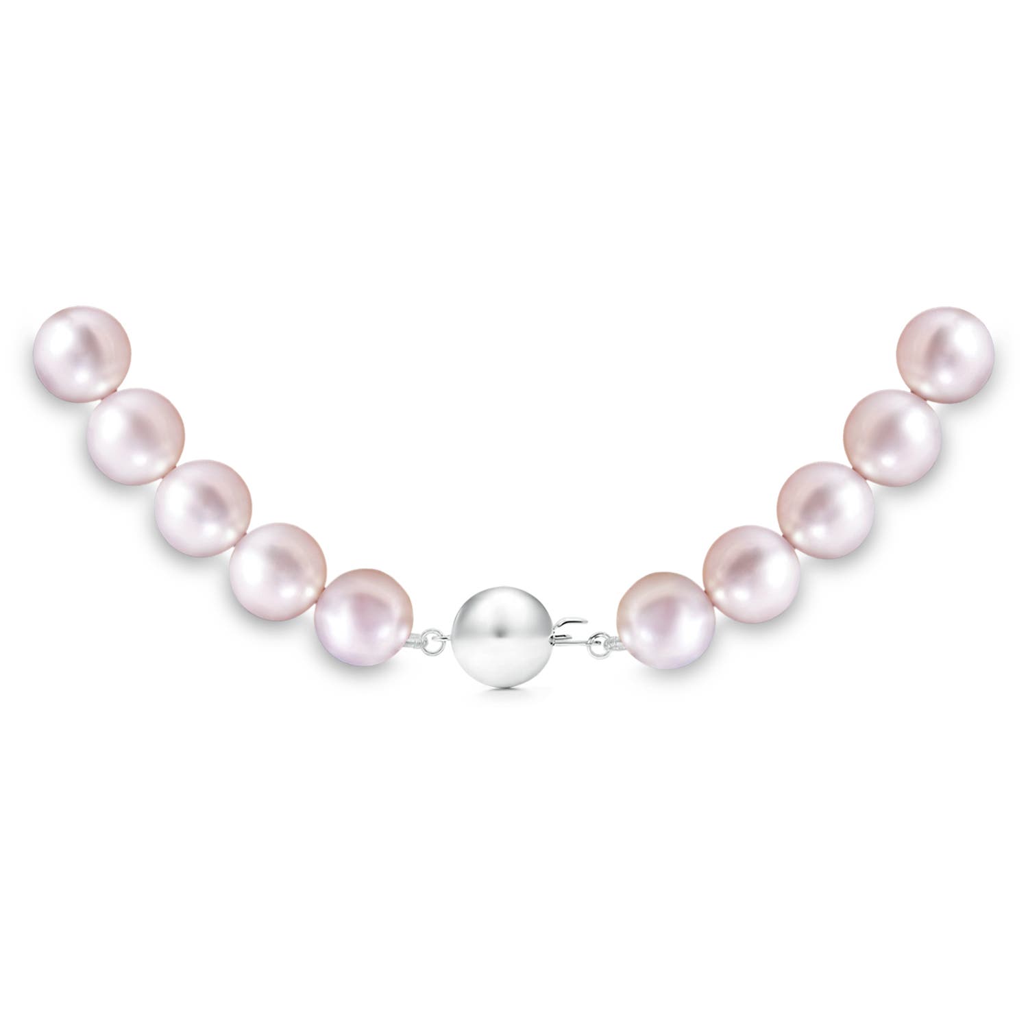 7-8mm Ball Clasp 7-8mm, 16" Single Strand Japanese Akoya Pearl Necklace in White Gold - side 2