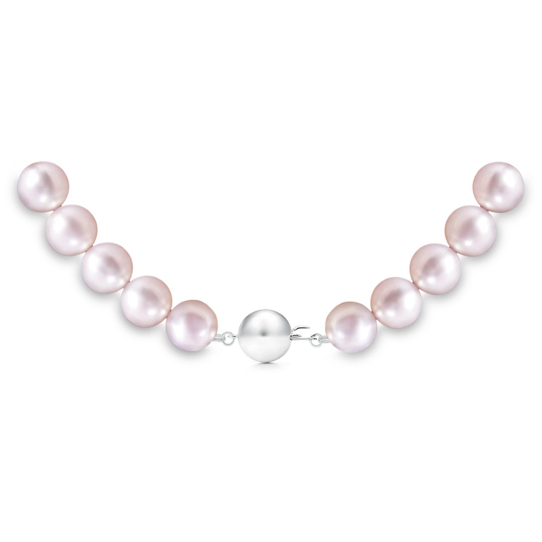 7-8mm Ball Clasp 7-8mm, 16" Single Strand Japanese Akoya Pearl Necklace in White Gold - side 2
