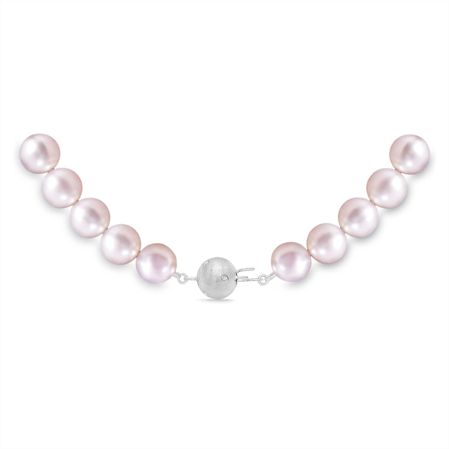 7-8mm Dia Frosted Ball 7-8mm, 16" Single Strand Japanese Akoya Pearl Necklace in White Gold