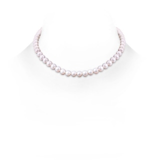 7-8mm Semi Frosted Diamond Clasp 7-8mm, 16" Single Strand Freshwater Pearl Necklace in White Gold