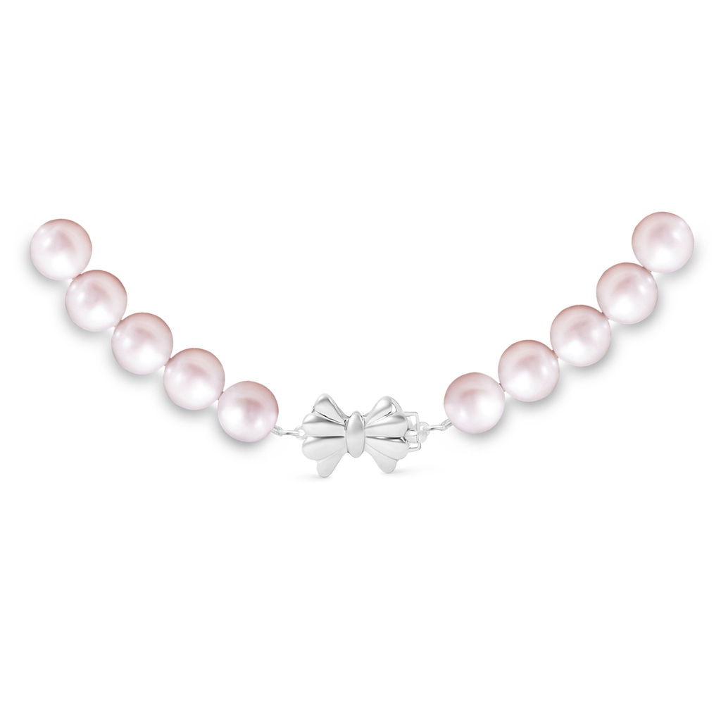 7-8mm Single Row Bow 7-8mm, 16" Single Strand Freshwater Pearl Necklace in White Gold - side 299