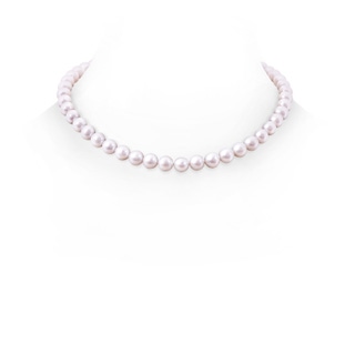 Semi Frosted Diamond Clasp 8-9mm 8-9mm, 16" Freshwater Cultured Pearl Single Strand Necklace in White Gold