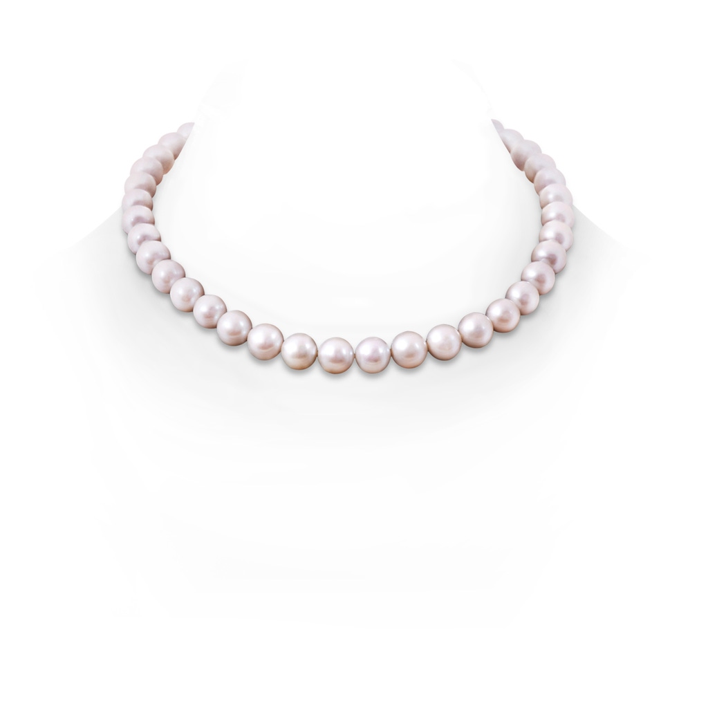 10-11mm Semi Frosted Diamond Clasp 10-11mm, 16" Classic Freshwater Pearl Necklace in White Gold 