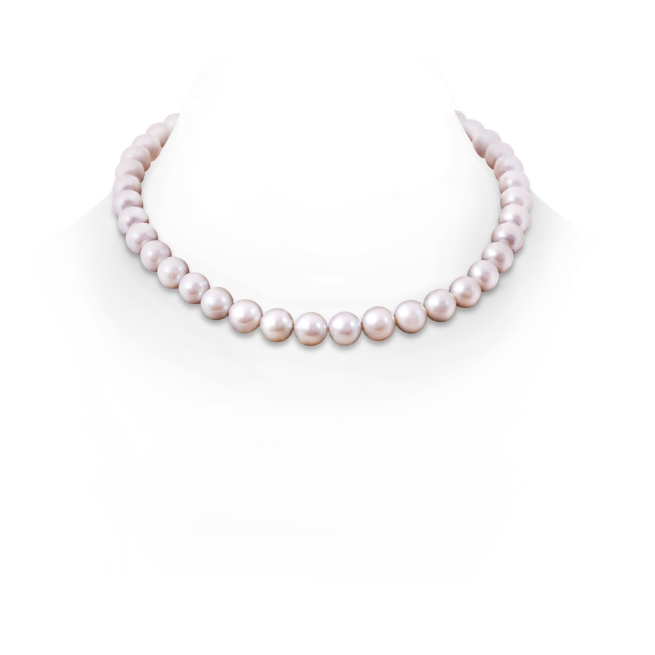 10-11mm Semi Frosted Diamond Clasp 10-11mm, 16" Classic Freshwater Pearl Necklace in White Gold 