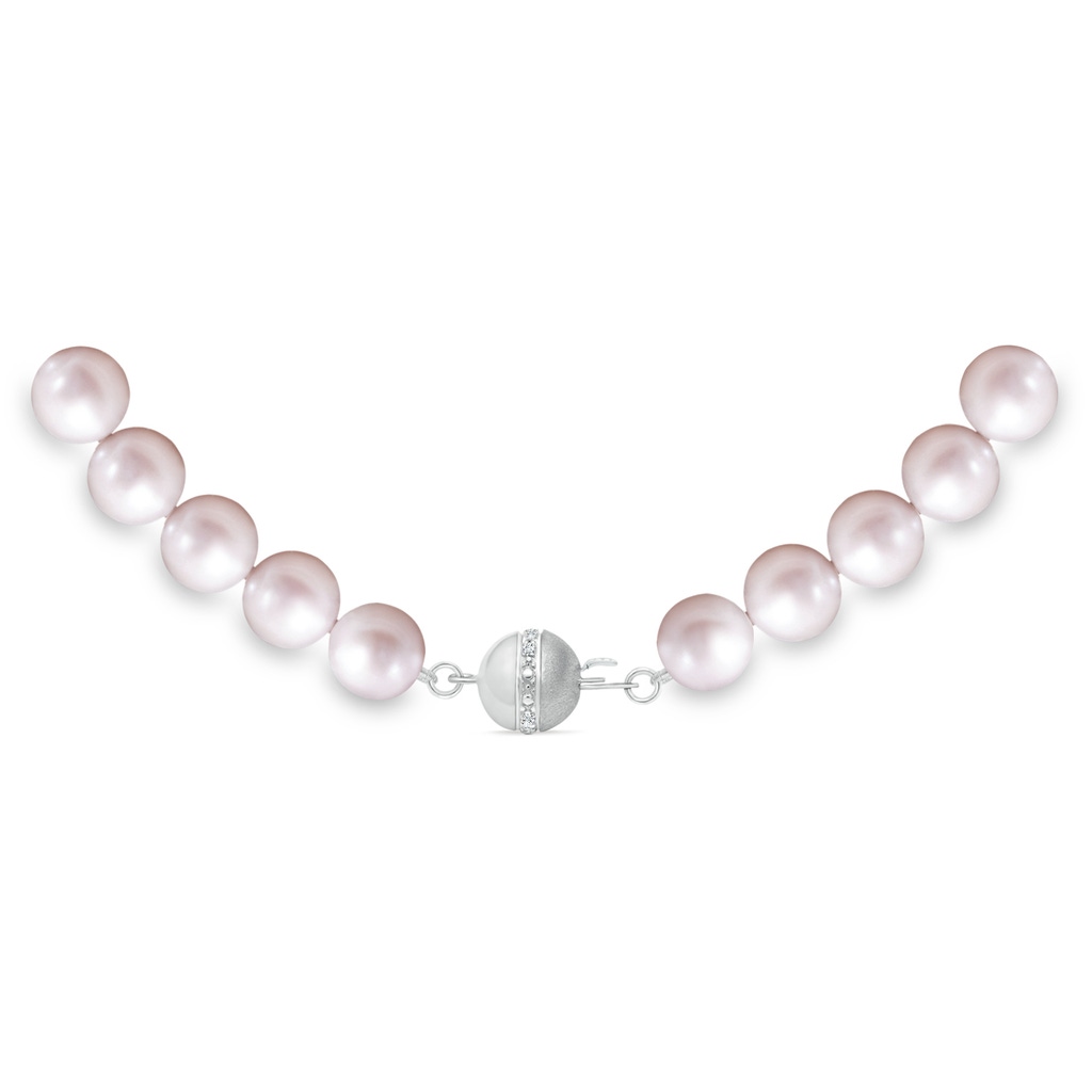 10-11mm Semi Frosted Diamond Clasp 10-11mm, 16" Classic Freshwater Pearl Necklace in White Gold Product Image