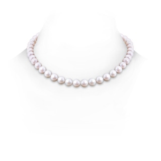 9-10mm Semi Frosted Diamond Clasp 9-10mm, 16" Freshwater Cultured Pearl Single Line Necklace in White Gold