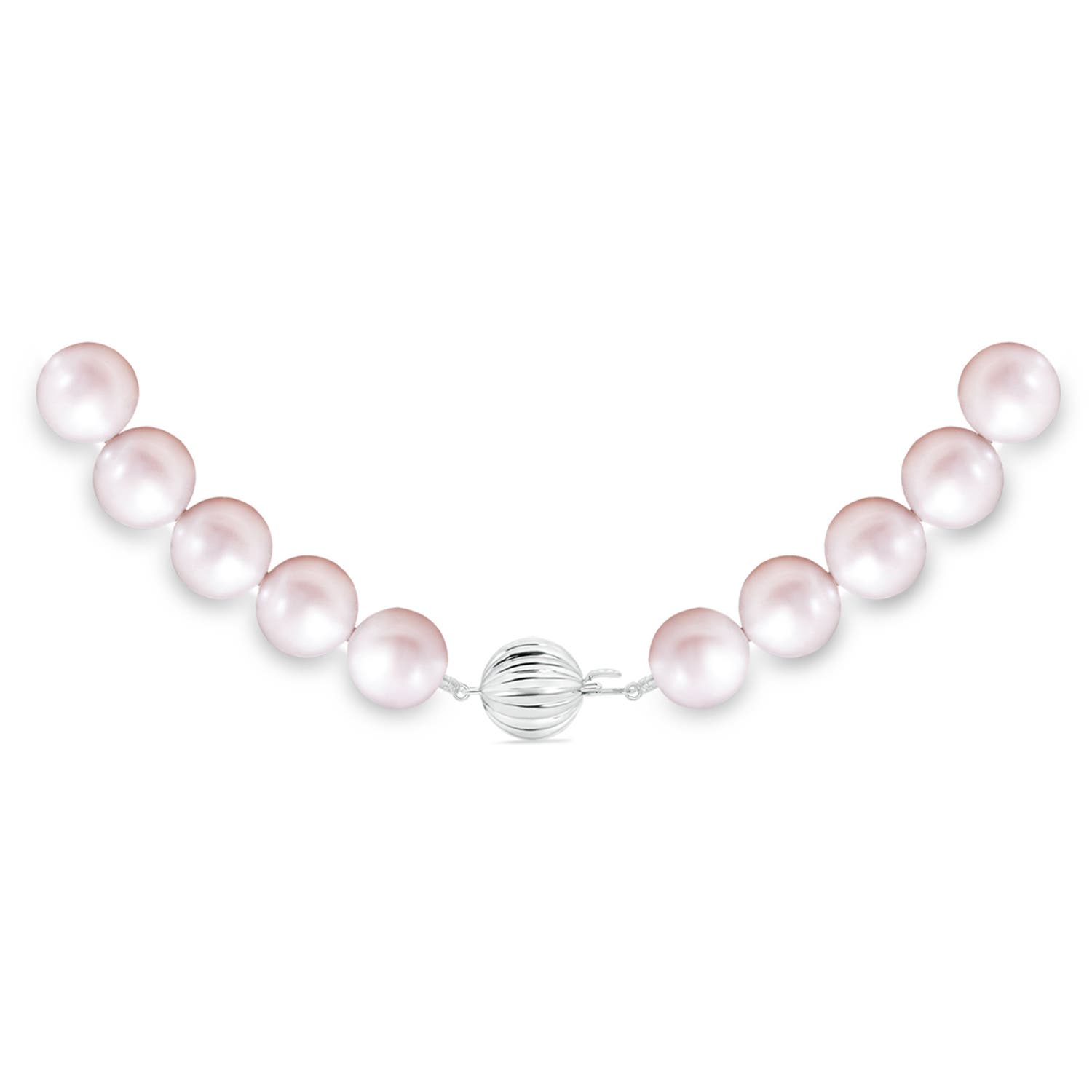 10-11mm Corrugated Ball 10-11mm, 18" Classic Freshwater Pearl Necklace in White Gold - side 4