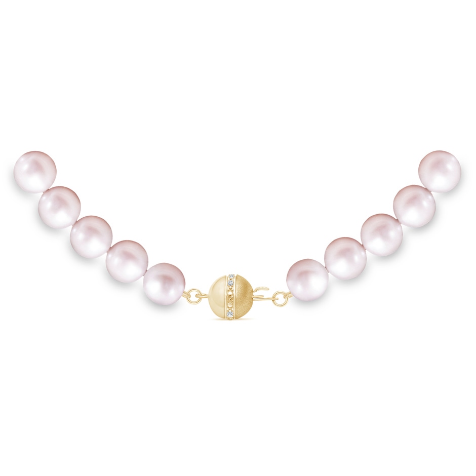 10-11mm Semi Frosted Diamond Clasp 10-11mm, 18" Classic Freshwater Pearl Necklace in Yellow Gold side 299