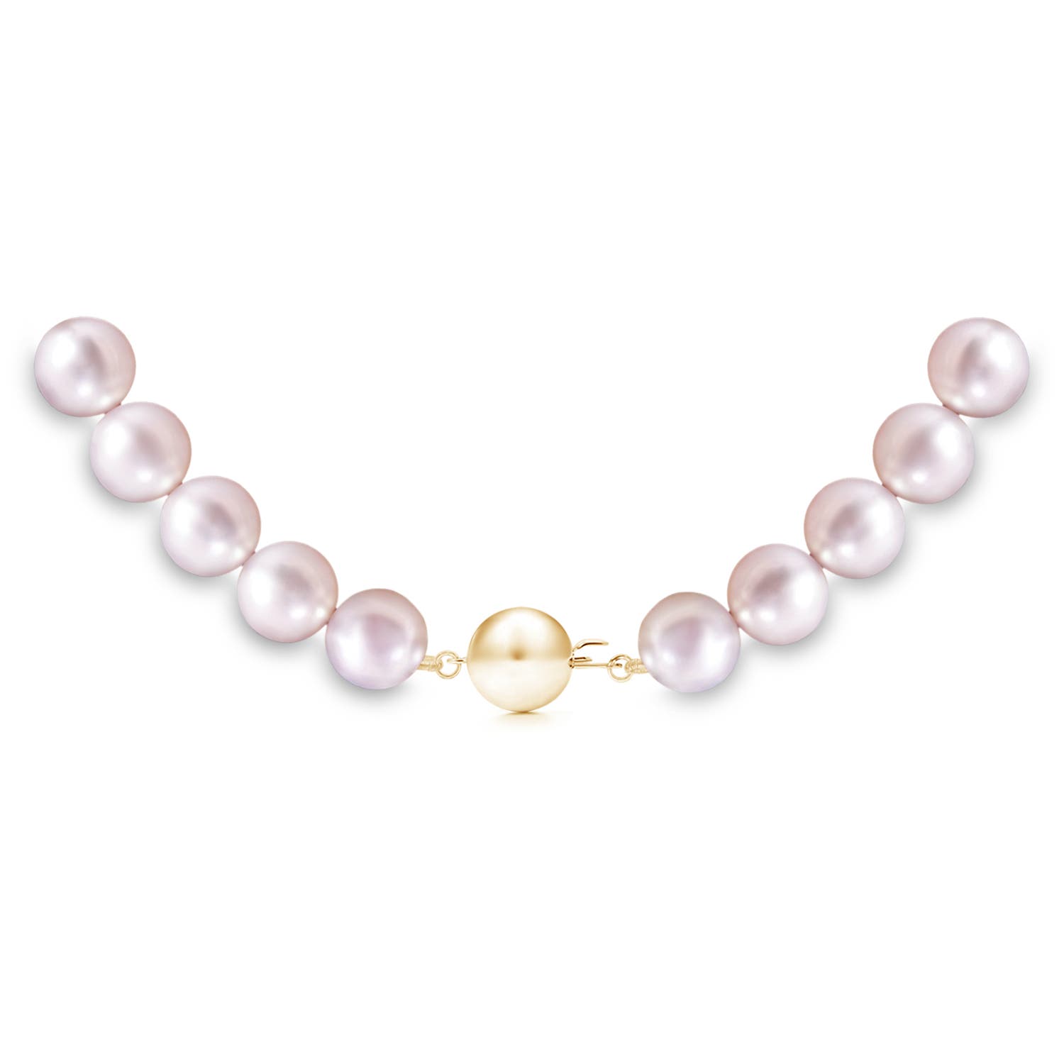Ball Clasp 6-7mm 6-7mm, 18" Akoya Cultured Pearl Single Strand Necklace in Yellow Gold - side 2