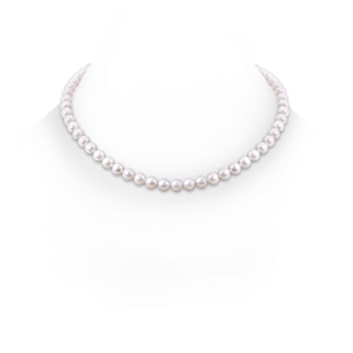 Dia Frosted Ball 6-7mm 6-7mm, 18" Akoya Cultured Pearl Single Strand Necklace in White Gold