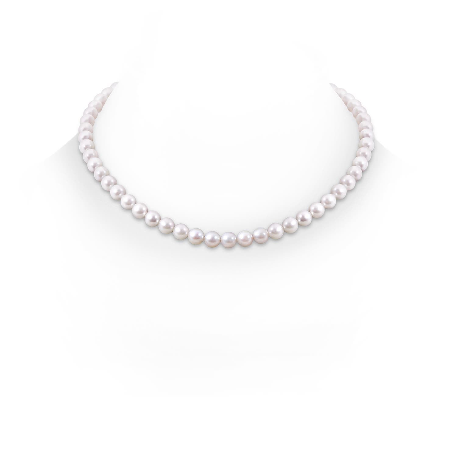 Dia Frosted Ball 6-7mm 6-7mm, 18" Akoya Cultured Pearl Single Strand Necklace in Yellow Gold