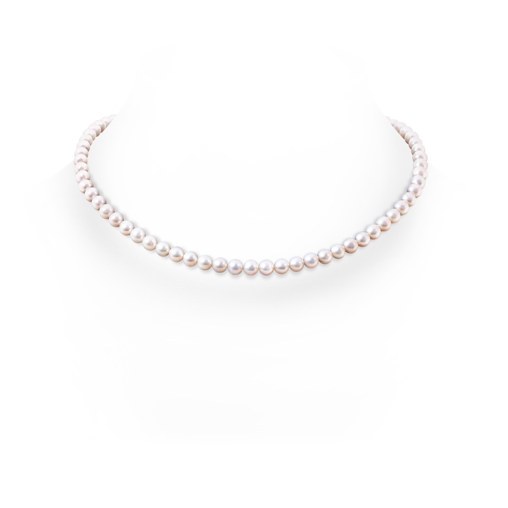 Semi Frosted Diamond Clasp 6-7mm 6-7mm, 18" Freshwater Pearl Single Strand Necklace in White Gold